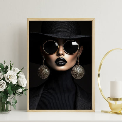 Midnight Muse Canvas Painting Framed Wall Art