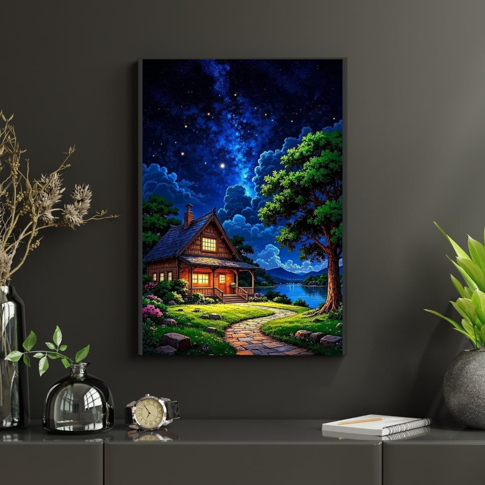 Starlit Haven Canvas Painting Framed Wall Art