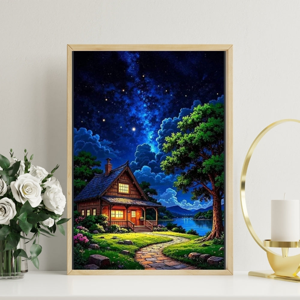 Starlit Haven Canvas Painting Framed Wall Art