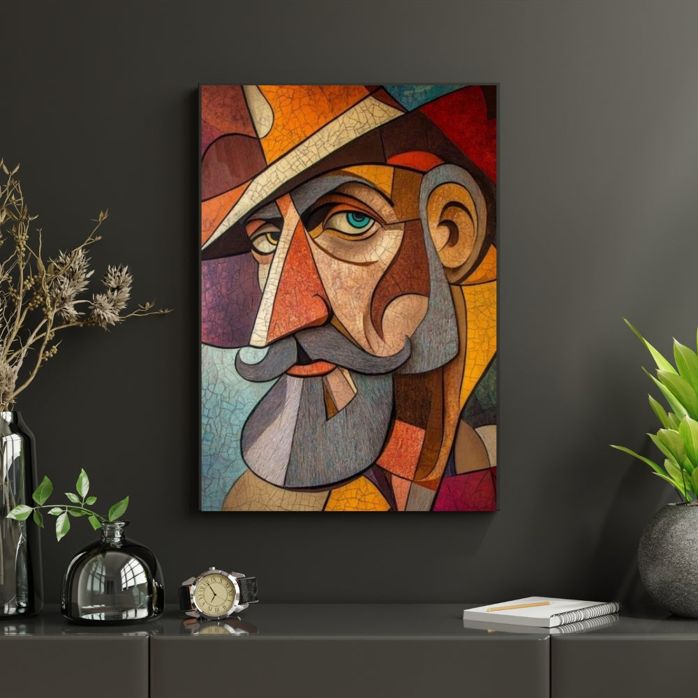 Cubist Gaze Abstract Canvas Painting Framed Wall Art