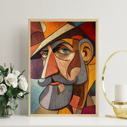 Cubist Gaze Abstract Canvas Painting Framed Wall Art