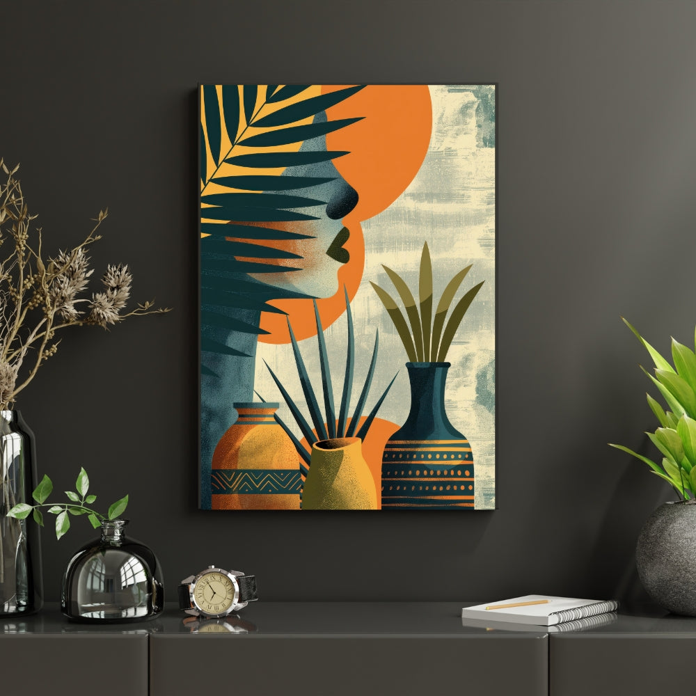 Serene Silhouette Canvas Painting Framed Wall Art