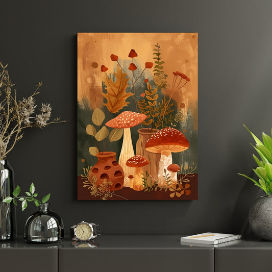 Mushroom Muse Canvas Painting Framed Wall Art
