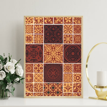 Heritage Tiles Canvas Painting Framed Wall Art