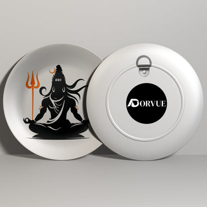 Mahadev Shiva Black and White Decorative Wall Plate