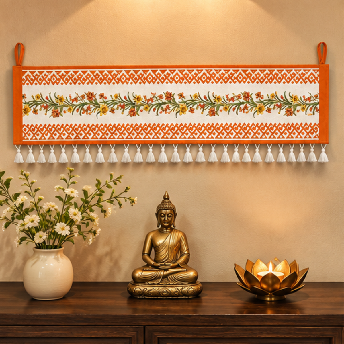 Floral Motifs Toran for Main Door Entrance, Window, Pooja Mandir & Housewarming Gift