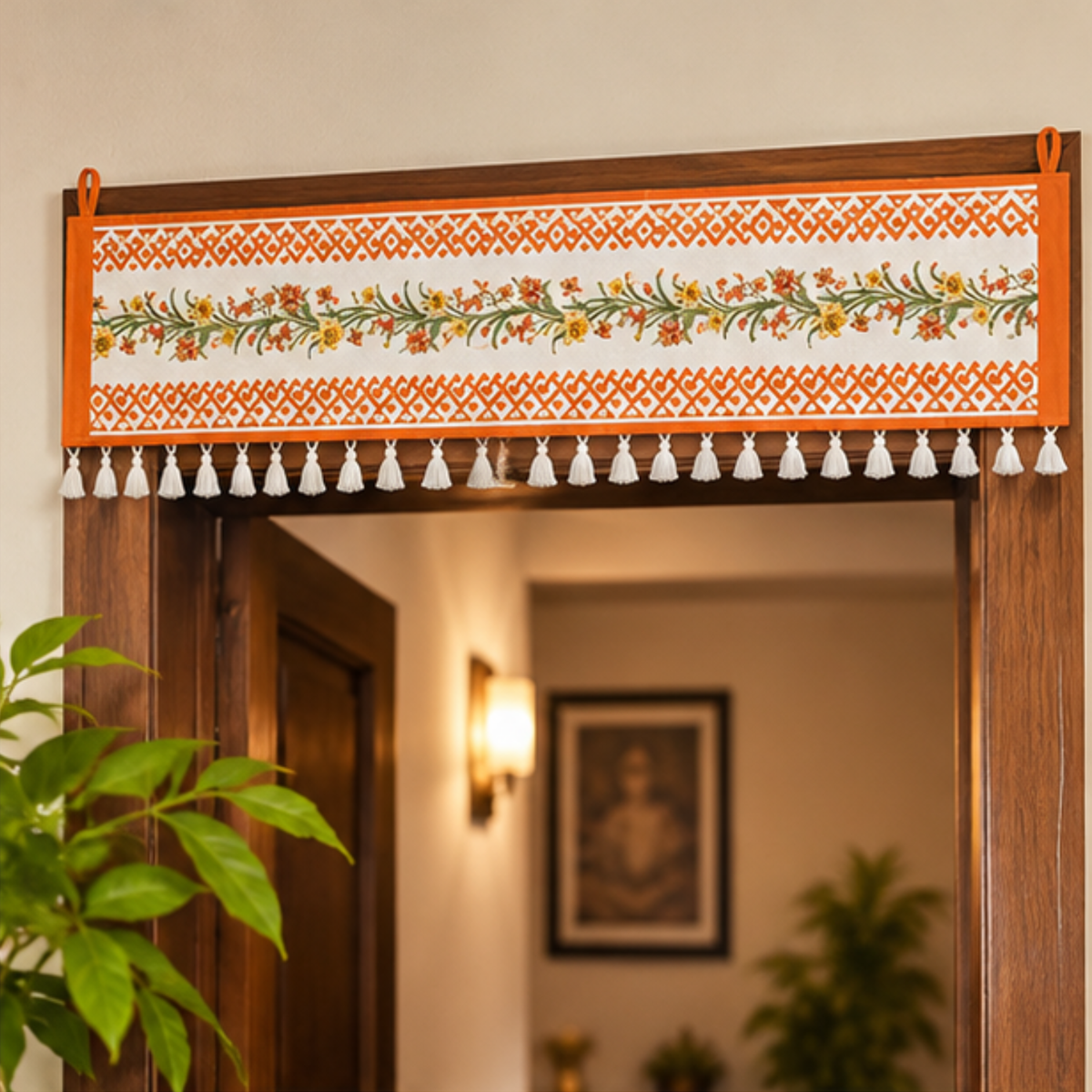 Floral Motifs Toran for Main Door Entrance, Window, Pooja Mandir & Housewarming Gift