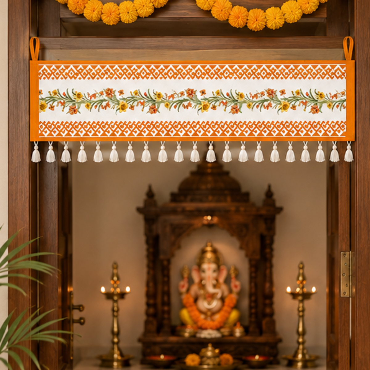 Floral Motifs Toran for Main Door Entrance, Window, Pooja Mandir & Housewarming Gift