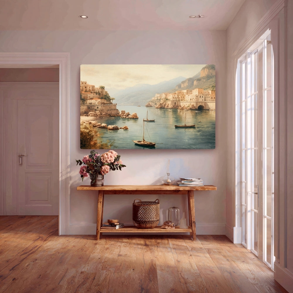 Coastal Serenity Canvas Painting Framed Wall Art