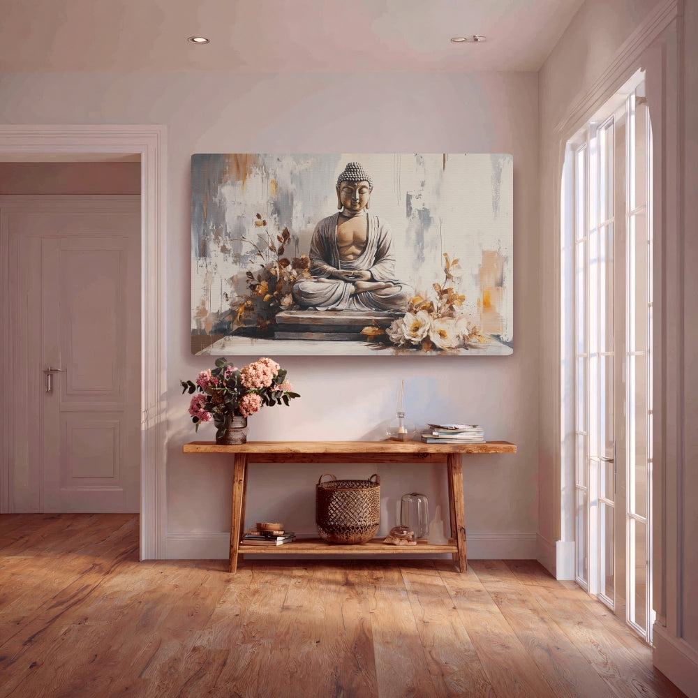 Eternal Peace Buddha Canvas Painting Framed Wall Art