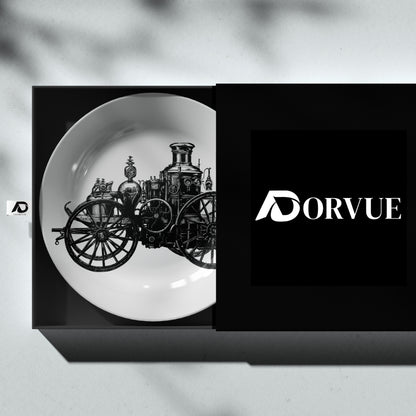 Antique Victorian Early Pumper Fire Truck Cart Or Steam Fire Engine Ceramic Wall Plate