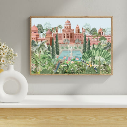 Royal Garden Retreat Canvas Painting Framed Wall Art