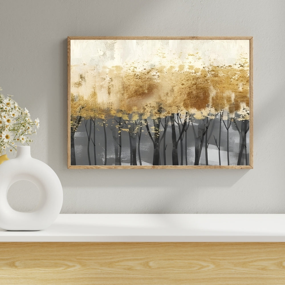Golden Serenity Canvas Painting Framed Wall Art