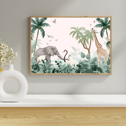 Jungle Whimsy Canvas Painting Framed Wall Art