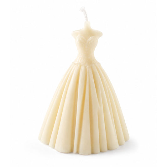 Set of 2 Ivory 100% Soy Wax Handcrafted Bridal Dress Decorative Candle