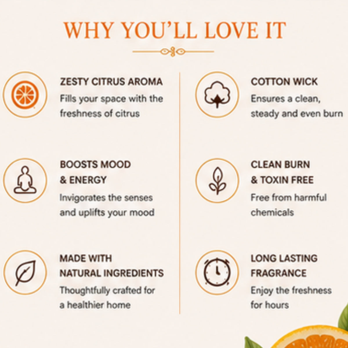 Citrus Scented Candle for Home Décor & Gifting | Natural Soy Wax Aromatherapy Candle