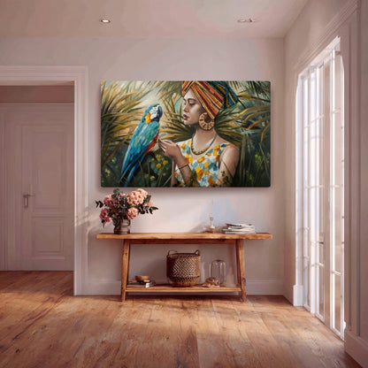 Tropical Bond Afrocentric Canvas Painting Framed Wall Art