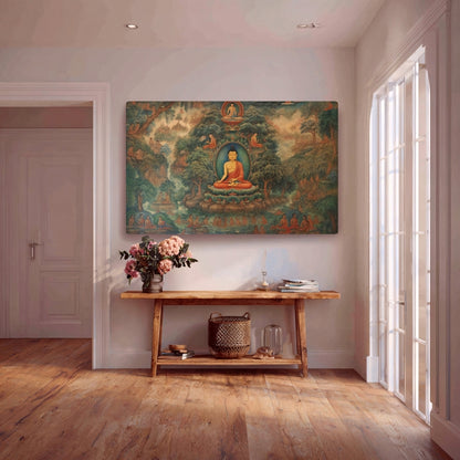 Enlightened Serenity Buddha Canvas Painting Framed Wall Art