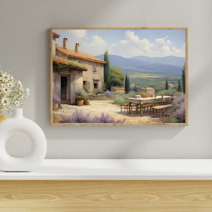Tuscan Serenity Italian Countryside Canvas Painting Framed Wall Art