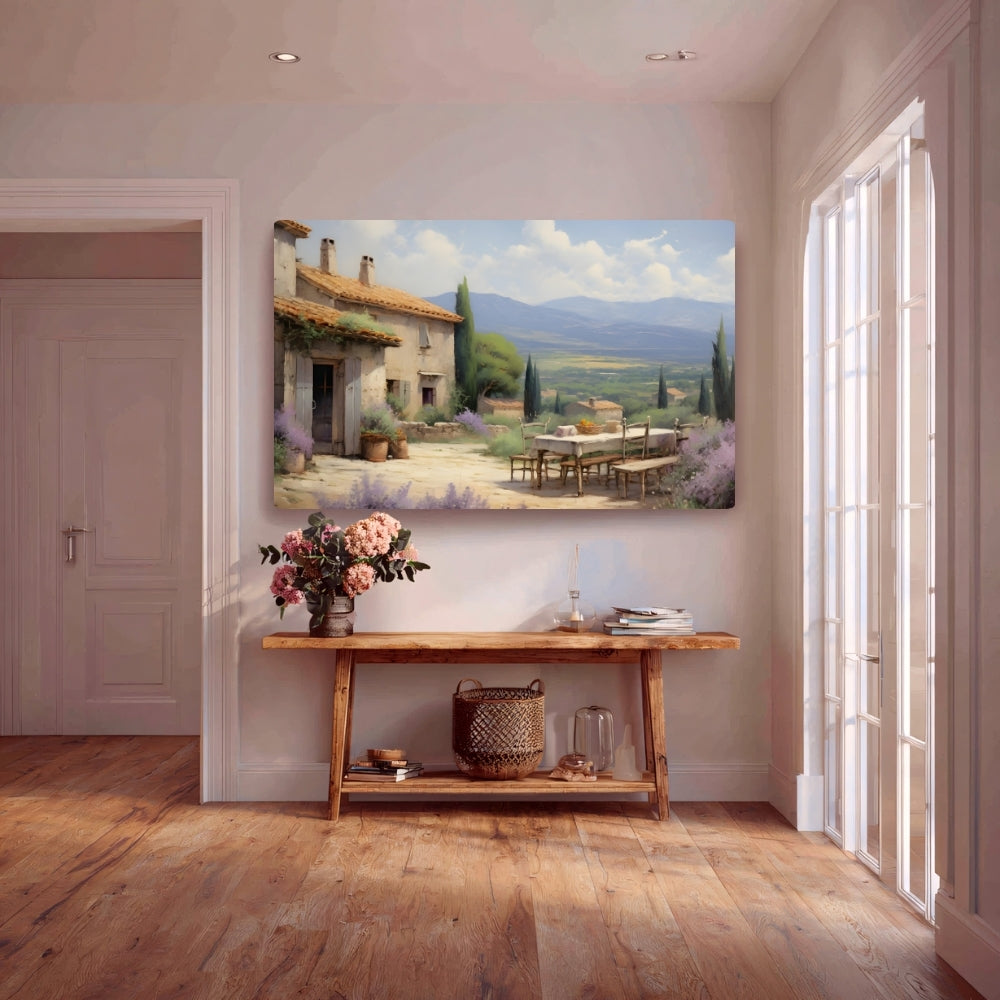 Tuscan Serenity Italian Countryside Canvas Painting Framed Wall Art