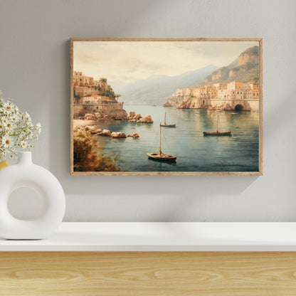 Coastal Serenity Canvas Painting Framed Wall Art