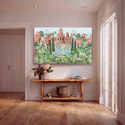 Royal Garden Retreat Canvas Painting Framed Wall Art