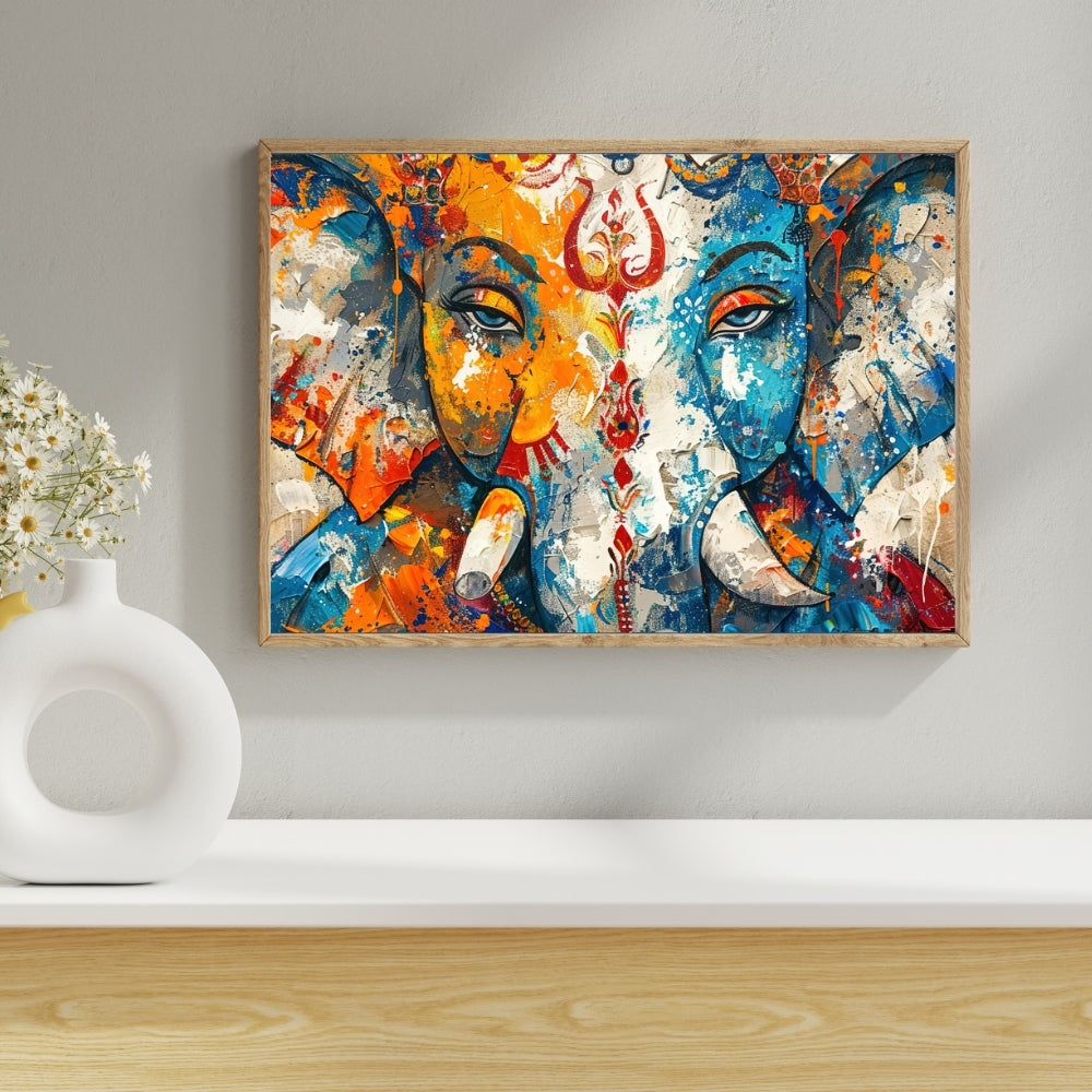 Lord Ganesha Canvas Painting Framed Wall Art