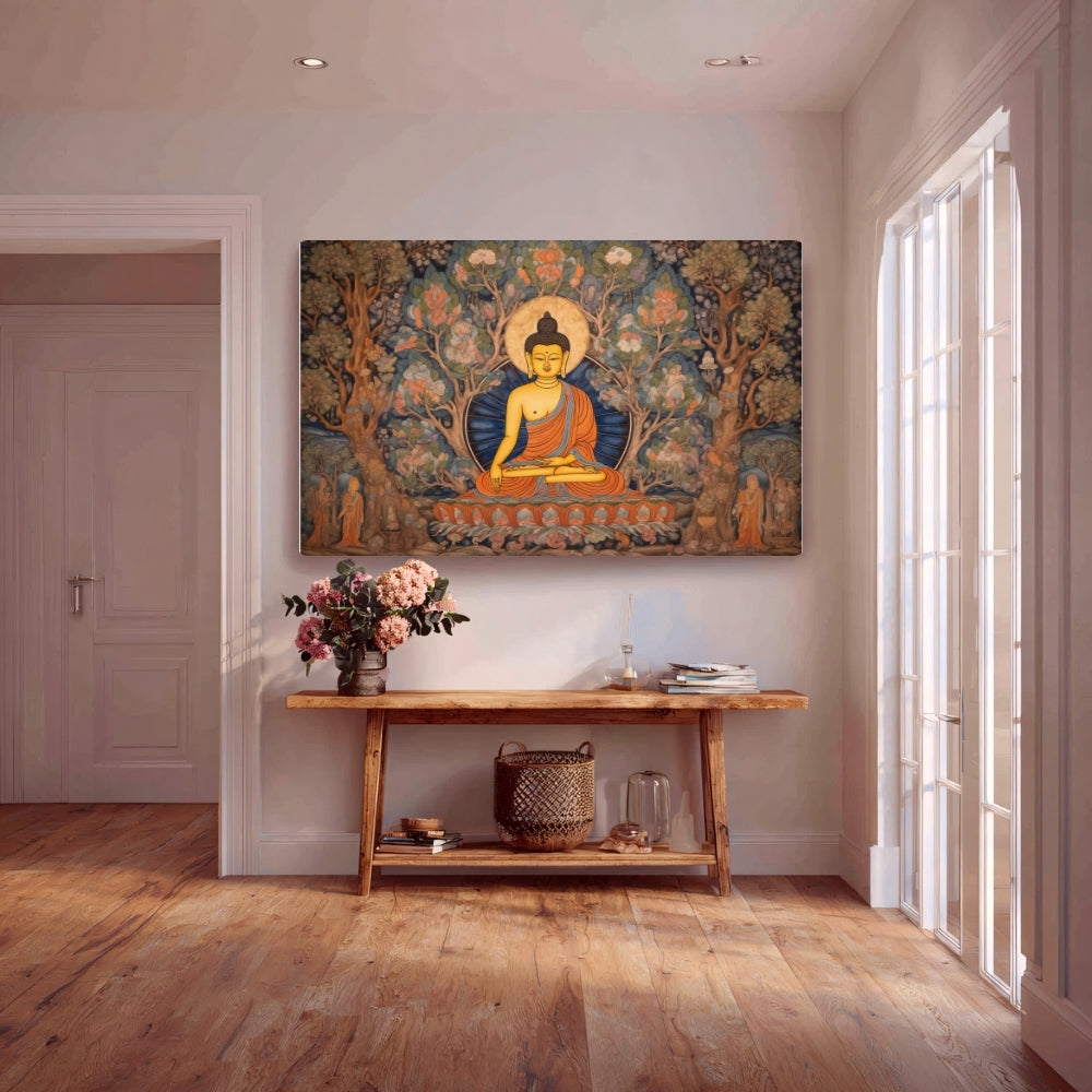 Serene Awakening Buddha Canvas Painting Framed Wall Art