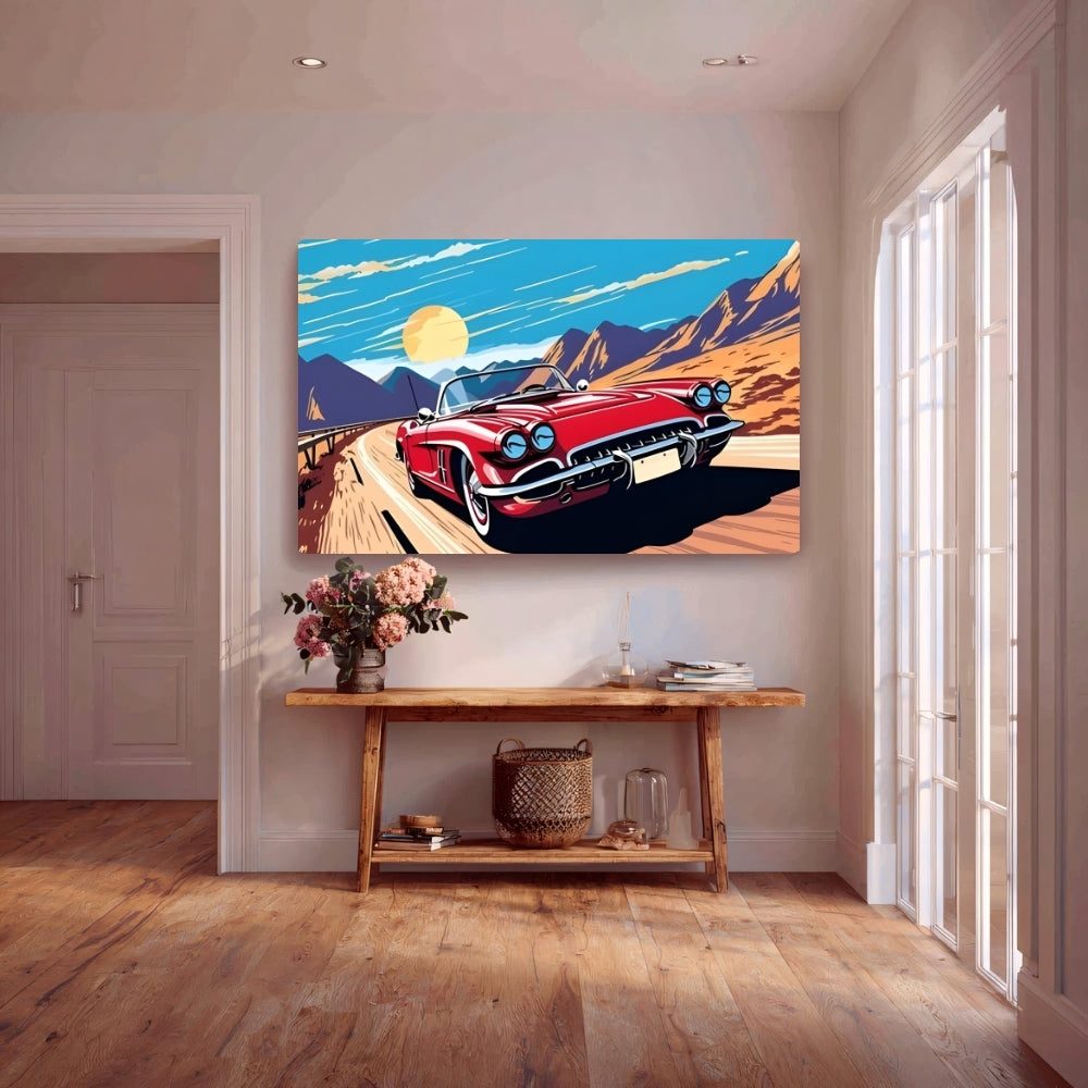 Retro Drive Canvas Painting Framed Wall Art
