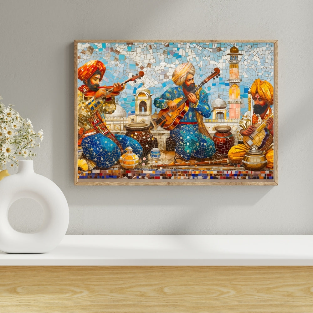 Cultural Symphony Folk Music Canvas Painting Framed Wall Art