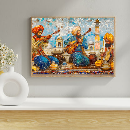 Cultural Symphony Folk Music Canvas Painting Framed Wall Art
