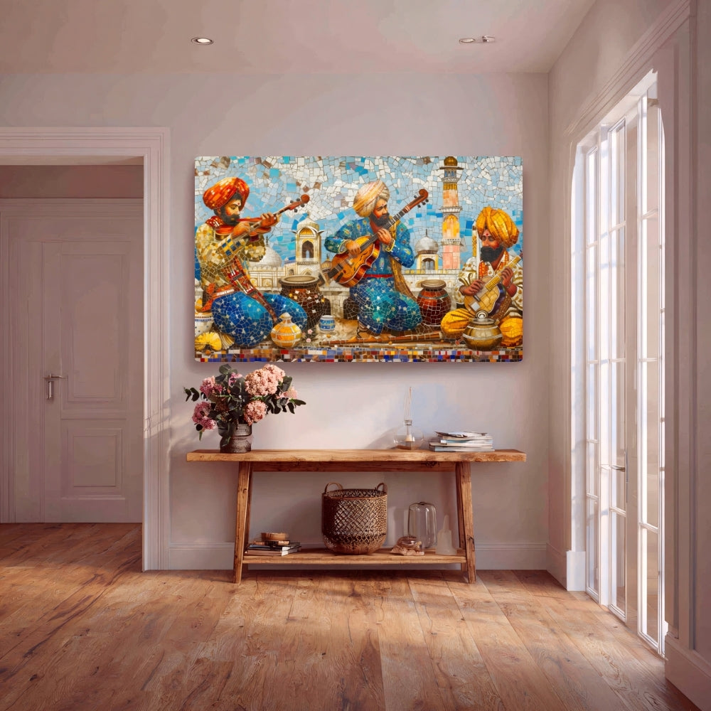 Cultural Symphony Folk Music Canvas Painting Framed Wall Art