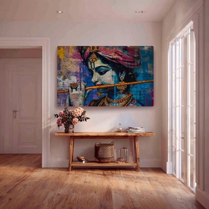 Divine Harmony Lord Krishna Canvas Painting Framed Wall Art