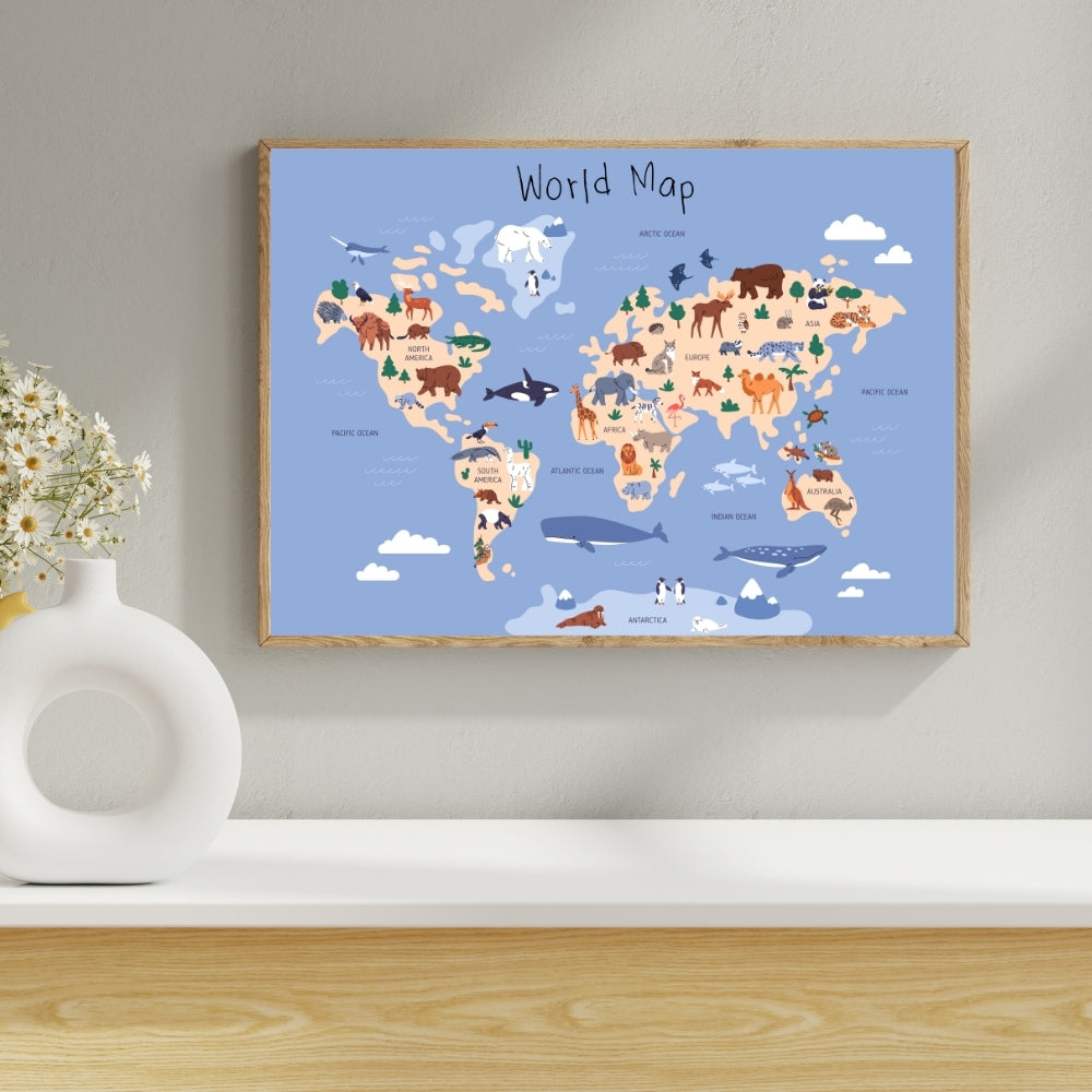 Explorer’s Map Canvas Painting Framed Wall Art