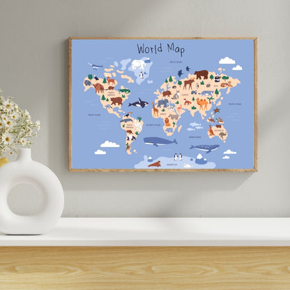 Explorer’s Map Canvas Painting Framed Wall Art