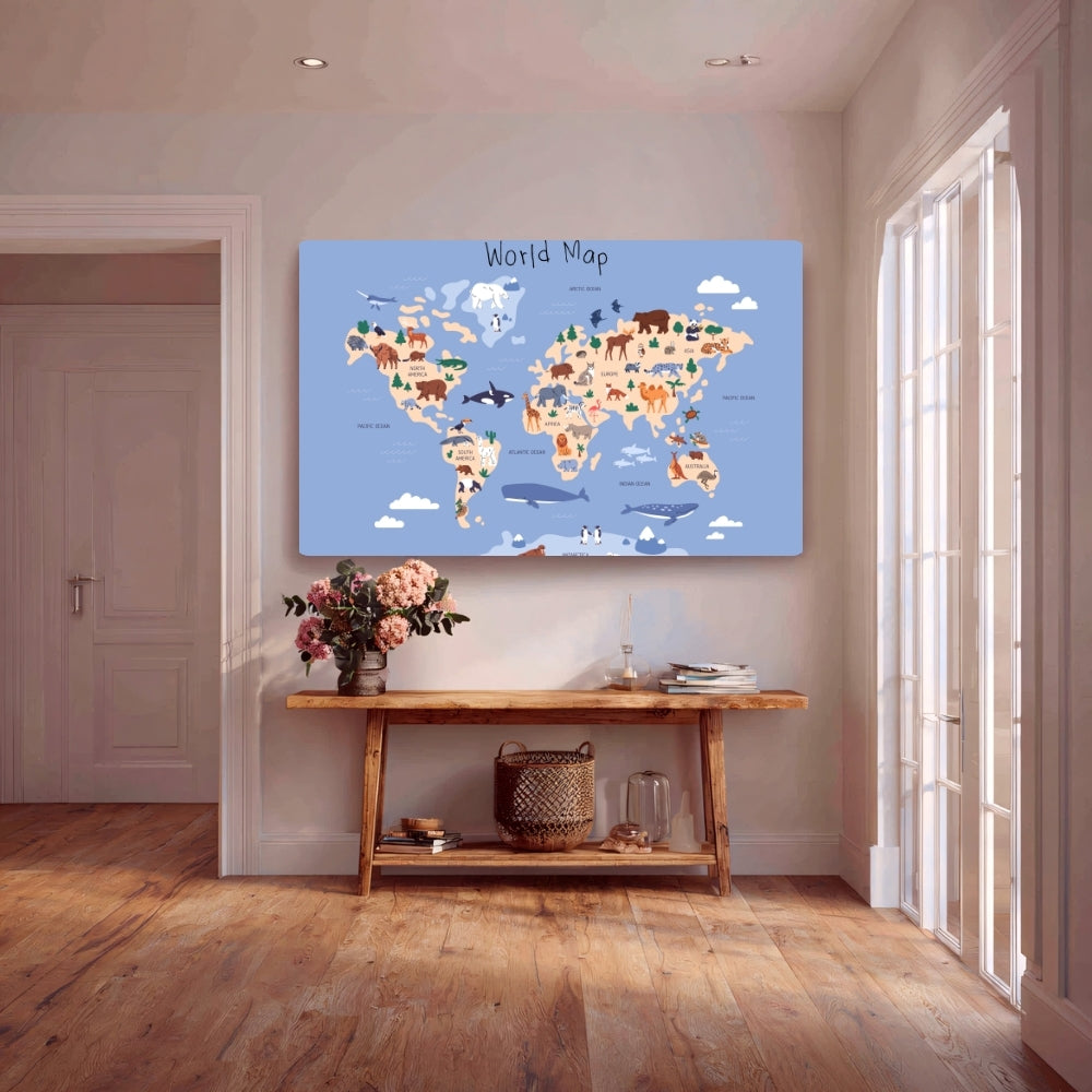 Explorer’s Map Canvas Painting Framed Wall Art