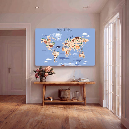Explorer’s Map Canvas Painting Framed Wall Art