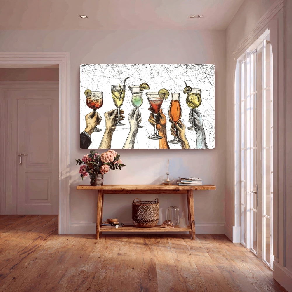 Cheers to Life Canvas Painting Framed Wall Art