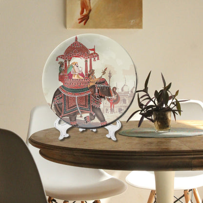 King on Royal Elephant Ceramic Wall Plate Home Décor