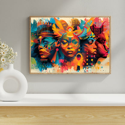 Tribal Essence Of Freedom Canvas Painting Framed Wall Art