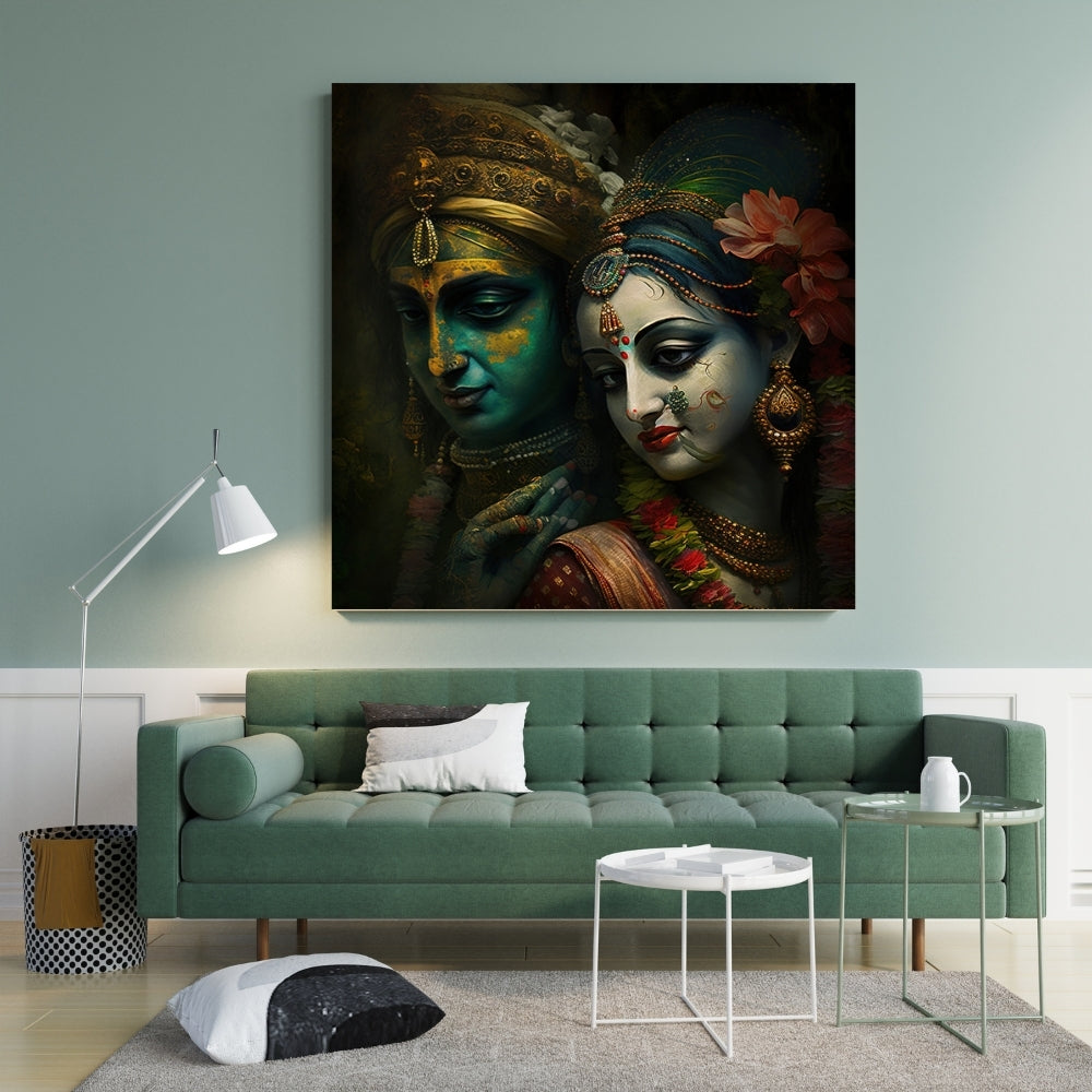 Eternal Love Radha Krishna Canvas Painting Framed Wall Art