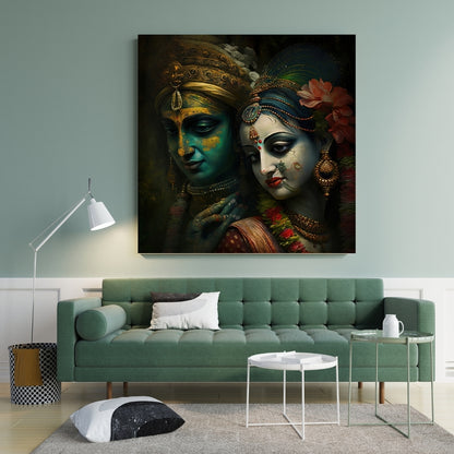 Eternal Love Radha Krishna Canvas Painting Framed Wall Art
