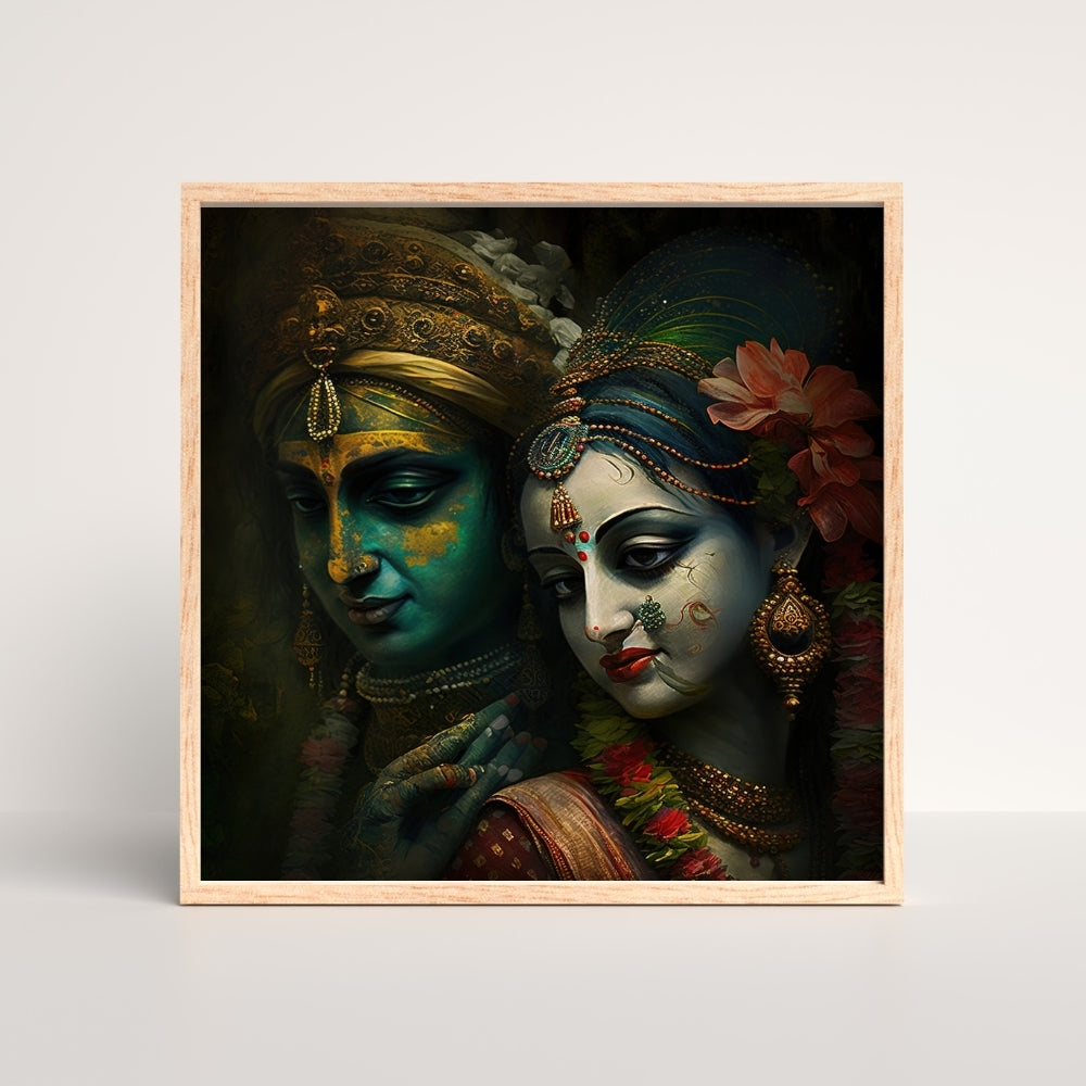 Eternal Love Radha Krishna Canvas Painting Framed Wall Art