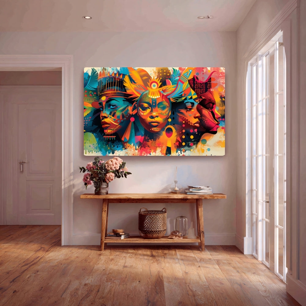 Tribal Essence Of Freedom Canvas Painting Framed Wall Art