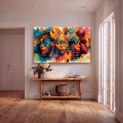 Tribal Essence Of Freedom Canvas Painting Framed Wall Art
