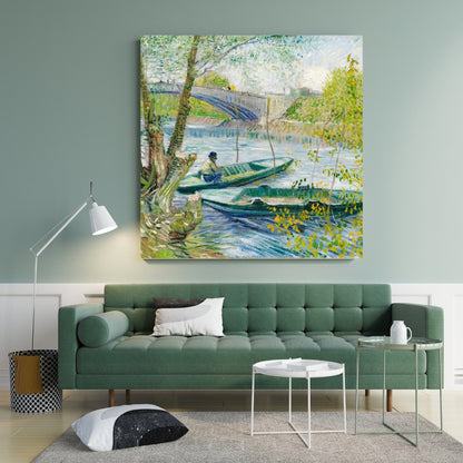 Tranquil Waters and Boats Canvas Painting Framed Wall Art