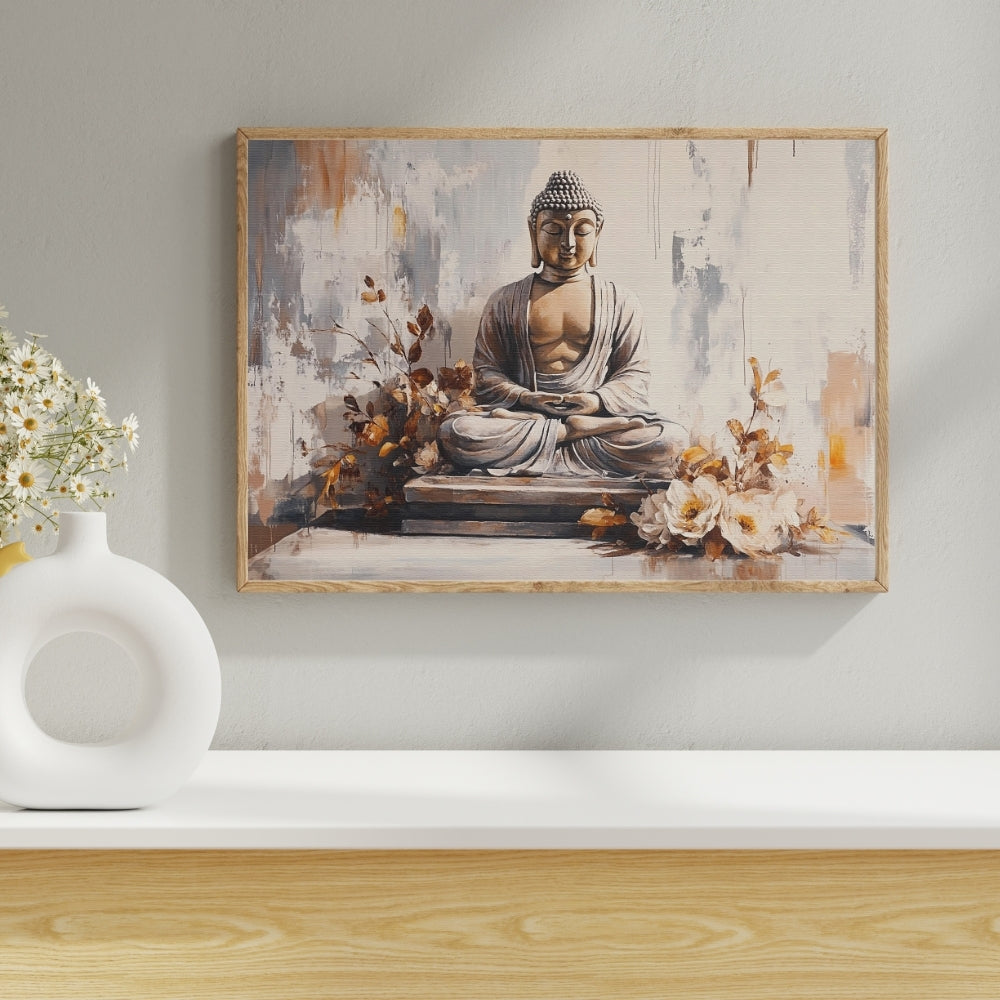 Eternal Peace Buddha Canvas Painting Framed Wall Art