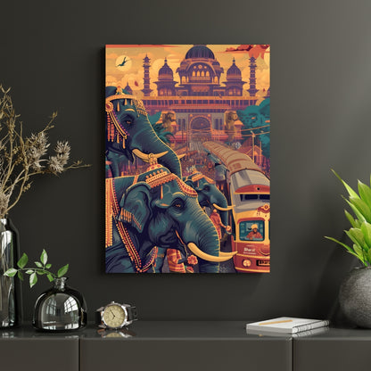 Elephants of Empire Canvas Painting Framed Wall Art