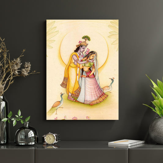 Radha Krishna Eternal Raslila Canvas Painting Framed Wall Art