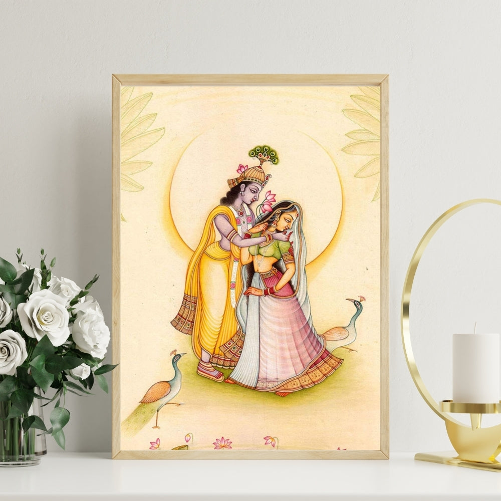 Radha Krishna Eternal Raslila Canvas Painting Framed Wall Art
